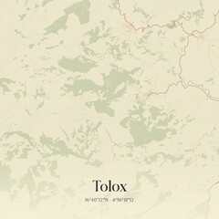 Fototapeta premium Retro Spanish map of Tolox, Andaluc�a. Vintage street map.