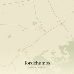 Retro Spanish map of Tordehumos, Castilla y Le�n. Vintage street map.