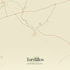 Retro Spanish map of Tordillos, Castilla y Le�n. Vintage street map.
