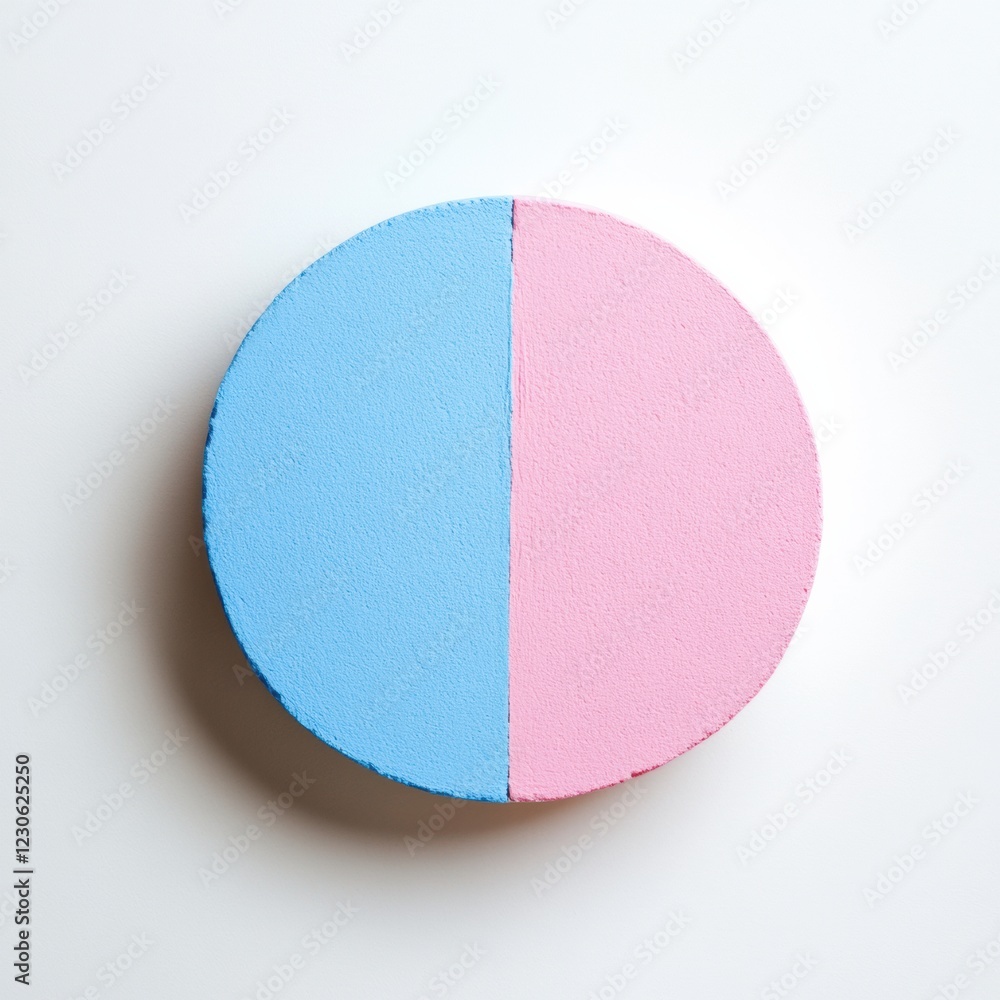 Poster colorful split round sponge for crafting and decorating projects in pastel shades located on a clean