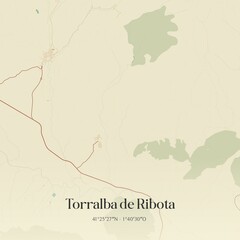 Obraz premium Retro Spanish map of Torralba de Ribota, Arag�n. Vintage street map.