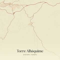 Retro Spanish map of Torre Alh�quime, Andaluc�a. Vintage street map.