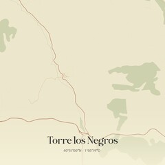 Retro Spanish map of Torre los Negros, Arag�n. Vintage street map.