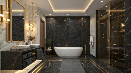 Indulge in black and gold luxury bathroom redesign modern home interior inspiration opulent environment elegant viewpoint lavish concepts