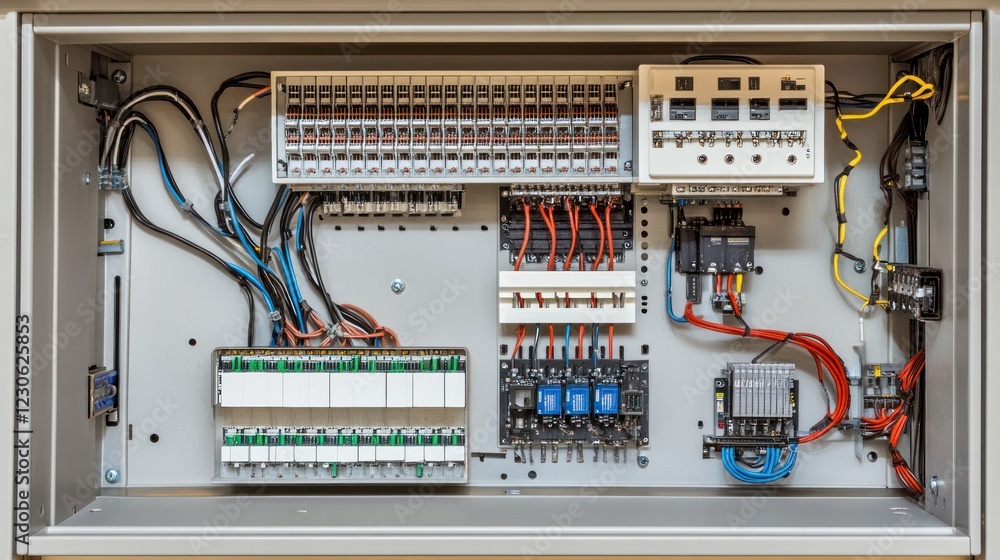 Poster electrical panel showing complex wiring and components