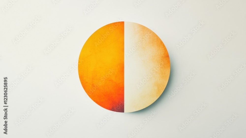 Poster Artistic circular design featuring vibrant orange and cream colors positioned against a minimalistic background. Generative AI