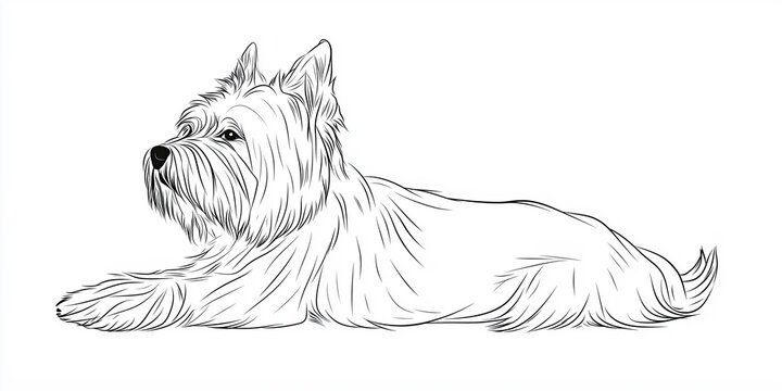 Detailed line drawing of a West Highland White Terrier.