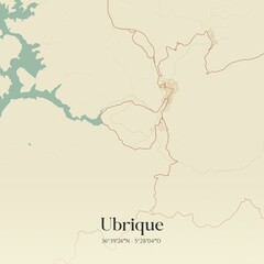 Fototapeta premium Retro Spanish map of Ubrique, Andaluc�a. Vintage street map.