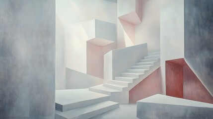 Obraz premium Abstract Pastel Staircase Architecture Interior Design