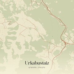 Fototapeta premium Retro Spanish map of Urkabustaiz, Pa�s Vasco. Vintage street map.