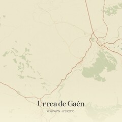 Retro Spanish map of Urrea de Ga�n, Arag�n. Vintage street map.