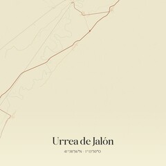 Retro Spanish map of Urrea de Jal�n, Arag�n. Vintage street map.