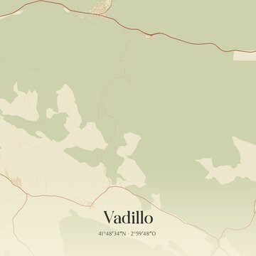 Retro Spanish map of Vadillo, Castilla y Le�n. Vintage street map.