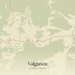 Fototapeta premium Retro Spanish map of Valga��n, La Rioja. Vintage street map.