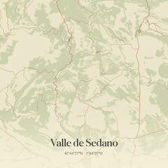 Fototapeta premium Retro Spanish map of Valle de Sedano, Castilla y Le�n. Vintage street map.