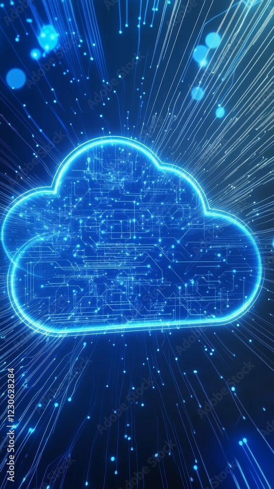 Aufkleber futuristic cloud data network technology visualization with digital connectivity