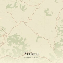 Fototapeta premium Retro Spanish map of Veciana, Catalu�a. Vintage street map.