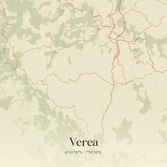 Fototapeta premium Retro Spanish map of Verea, Galicia. Vintage street map.