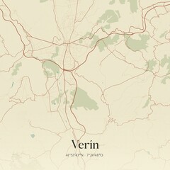 Fototapeta premium Vintage map of Verin, Spain.