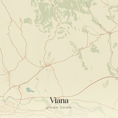 Fototapeta premium Retro Spanish map of Viana, Comunidad Foral de Navarra. Vintage street map.