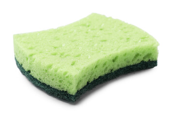 One green sponge isolated on white. Cleaning tool