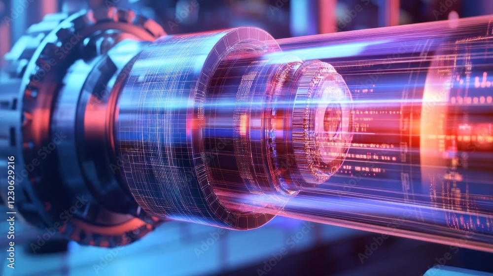 Poster Futuristic Industrial Machine Data Stream Processing