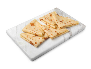 Delicious fresh folded crepes isolated on white