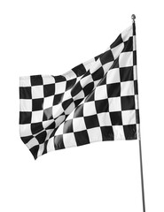 One racing checkered flag isolated on white