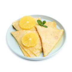 Delicious Crepes Suzette dessert isolated on white
