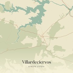 Obraz premium Retro Spanish map of Villardeciervos, Castilla y Le�n. Vintage street map.
