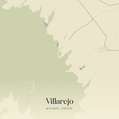Obraz premium Retro Spanish map of Villarejo, La Rioja. Vintage street map.