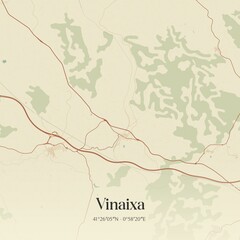 Obraz premium Retro Spanish map of Vinaixa, Catalu�a. Vintage street map.