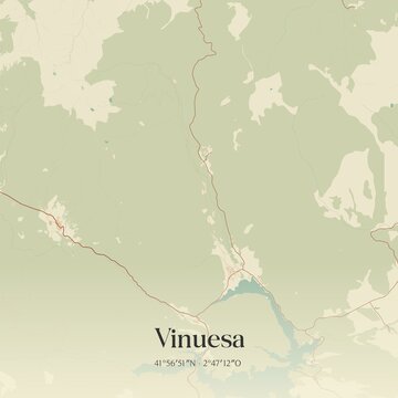 Retro Spanish map of Vinuesa, Castilla y Le�n. Vintage street map.