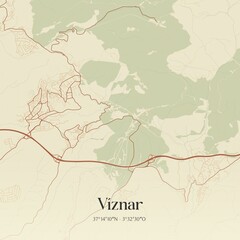 Fototapeta premium Vintage map of Viznar, Spain.