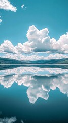Serene Lake Reflection Under a Cloud-Kissed Sky