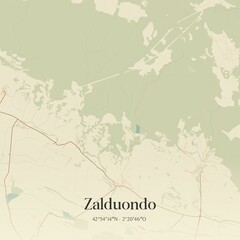 Retro Spanish map of Zalduondo, Pa�s Vasco. Vintage street map.