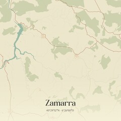 Retro Spanish map of Zamarra, Castilla y Le�n. Vintage street map.