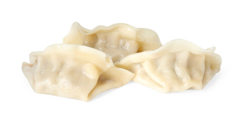 Tasty boiled gyoza (dumplings) isolated on white