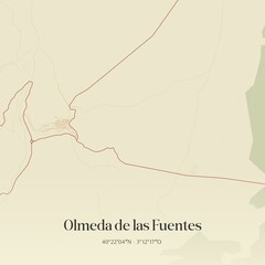 Fototapeta premium Retro Spanish map of Olmeda de las Fuentes, Comunidad de Madrid. Vintage street map.