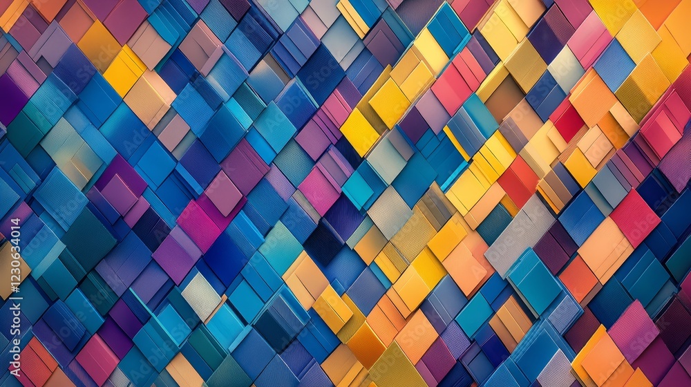Poster this modern abstract design features a vibrant arrangement of colorful geometric shapes, creating a 
