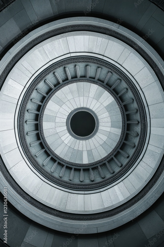 Poster a stunning architectural ceiling featuring concentric circles and intricate geometric patterns in mo