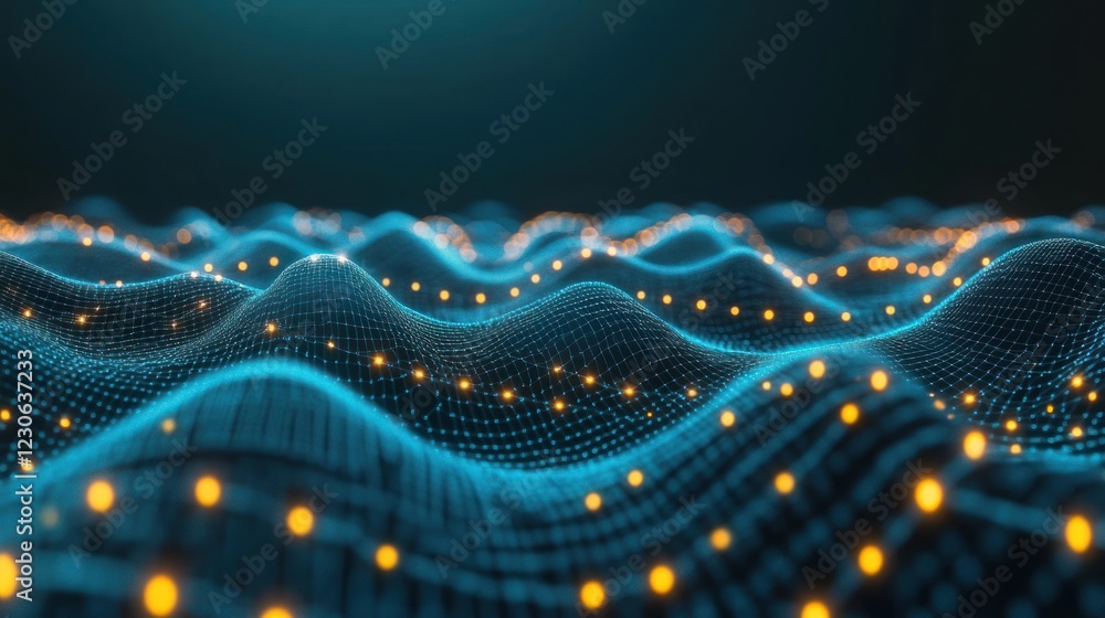 Poster abstract digital waveform network landscape