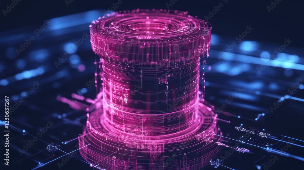 Poster abstract digital cylinder data visualization