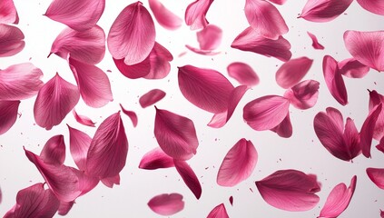 Pink petals in flight against a clear background cutout