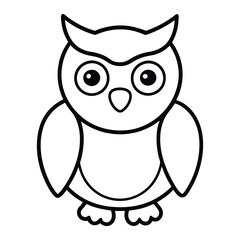 baby owl vector illustration line art on a white background