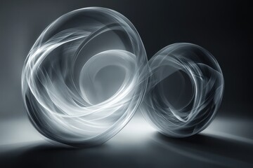 Fototapeta premium Dynamic swirls of light and shadow create an ethereal atmosphere in a minimalist setting