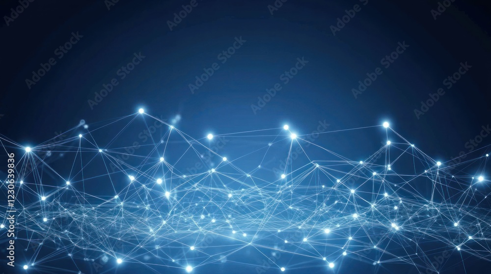Aufkleber Abstract Network Connections Illuminated Glowing Nodes