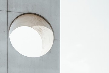 White building with a large circular hole in the middle. The hole is surrounded by a white wall