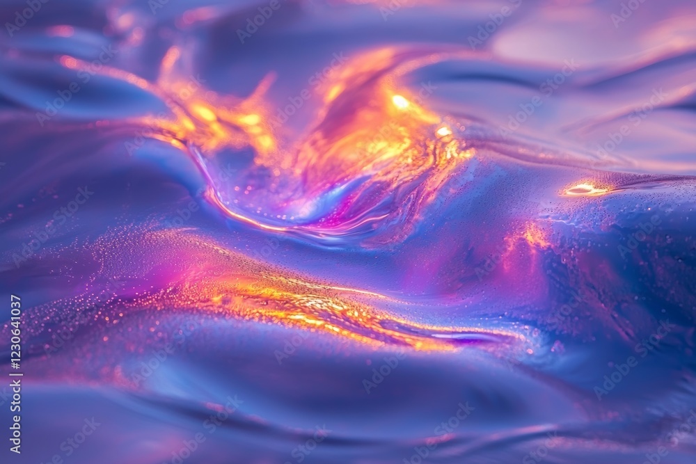 Aufkleber an iridescent thin-film interference experiment with soap, creating a colorful texture against a rai