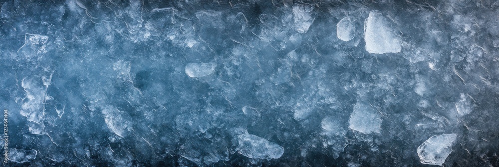 Poster textured ice surface with crystallized patterns and frozen features